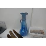A Roman style Murano blue glass jug, 31cm