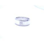 Gents 18ct white gold wedding band chanel set 4 square cut diamond forming a square, thick band, 8mm