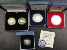 Four Royal Mint silver proof coins to include a Piedfort 20 pence and a silver proof £2, two coin se