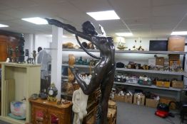 A modern bronze sculpture of Art Deco style, Nude Lady in pose, 221cm high