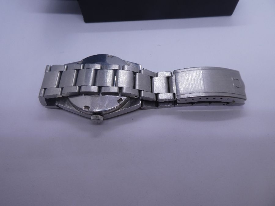 OMEGA; Stainless steel Omega automatic Geneve wristwatch, on stainless strap with silvered textured - Image 2 of 3