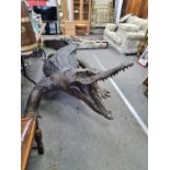 A bronze life size sculpture of Crocodile, approx 367cm long (or 16ft) in a standing pose. An impres