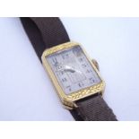 Antique 18K yellow gold cased ladies cocktail watch with silvered textured dial, case marked 18K 190