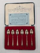 A set of six silver cased teaspoons, Jubilee silver examples, by Roberts and Belk, each spoon hallm