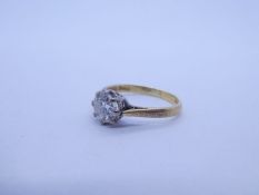 18ct yellow gold solitaire diamond ring approx 0.5 carat round brilliant cut, in 8 claw illusion set