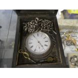 Silver cased pocket watch in fitted case by J B Dent, London, in hallmarked silver case marked 935,