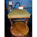 An old Cross framed dressing stool on scroll feet