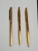 Sheaffer; a 14K gold nibbed Gold plated fountain pen, Parker Pen and pencil