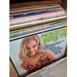 Three cartons of vinyl LP records, mixed genres including some 78's