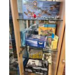 Three shelves of Corgi and other aviation models to include Hawker Hurrican, Hawker Hunter etc (10 i