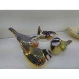 Four Royal Crown Derby bird paperweights, boxed
