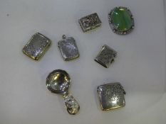 A quantity of interesting silver items, including Vesta cases with hallmarks Birmingham later 1800s,