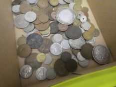 A silver One Dollar coin, 1890 and other sundry coinage