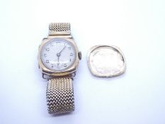 Vintage 9ct gold cased gents wristwatch with silvered dial, numbers and subsidiary seconds hand, AF,