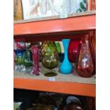 A small quantity of coloured glass vases and similar