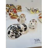 Three Royal Crown Derby, collectors guild paperweights to include owlet, bank vole and Misty boxed