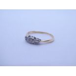 18ct yellow gold diamond trilogy ring, in rubover setting, approx 0.25cts size N, marked 18ct, Birmi