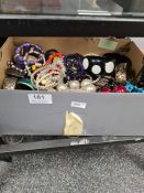 Shoe box containing quantity of costume jewellery including bangles, necklaces, etc
