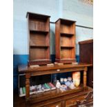 A reproduction oak oblong two tier coffee table