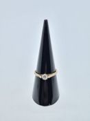 Antique 9ct and Platinum mounted solitaire diamond ring, approx 0.2 carat, size O, 1.49g approx