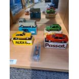 Schuco diecast vehicles to include Audi 80 VW Golf and VW Passat (some chips, 6 models)