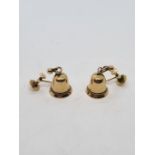 Pair 9ct yellow gold screw on bell earrings, marked 9ct, approx 2.16g