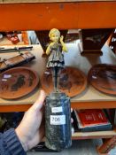 An Art Deco style figure of young girl on marble base and a figural lamp