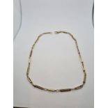 9ct yellow gold box design necklace, alternating sized links with lobster claw clasp, marked 375, 46