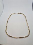 9ct yellow gold box design necklace, alternating sized links with lobster claw clasp, marked 375, 46