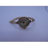 Antique 9ct gold cased ladies watch with Mother of Pearl dial and numbers, case marked 375, 95667, m