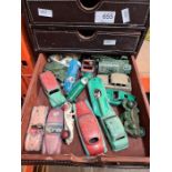 A small quantity of vintage Meccano and various play worn Dinky vehicles