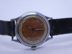 Vintage gents stainless steel gents wristwatch 'Atlantic' with rust coloured dial, golden numbers an