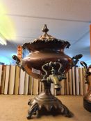 A late 19th Century early 20th Century, Copper Samovar, with two scroll handles