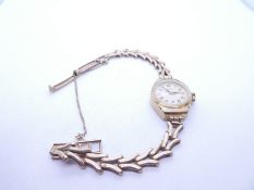 Vintage 9ct yellow gold ladies 'Rotary' wristwatch with fancy link strap, strap and case marked 375,