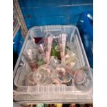 A box of assorted glassware