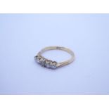 18ct yellow gold engagement ring set 5 graduating diamonds, marked 18c, size R, approx 3g