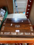 A Victorian rosewood and Mother of Pearl inlaid desk slope