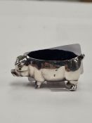 An Ari D Norman Elizabeth II novelty silver pin cushion in the form of a pig, hallmarked London 1986