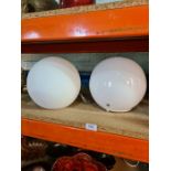 A pair of modern Opaline glass globular lamps