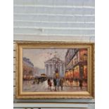 A modern oil of probably London street scene, signed to bottom left, 89cm x 59cm