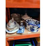 A small quantity of Apulum dinnerware and other blue and white items