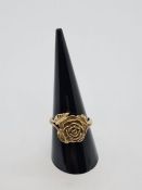 9ct yellow gold dress ring with Rose head design, size Q, approx 4.45g