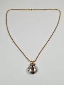 14K yellow gold plated necklace hung with ladybird pendant (not gold) chain marked 14K, approx witho