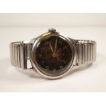 A World War II German military issued Mimo Antimagnetic manual wound wristwatch with black dial, sub