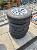 Four 'Ally Cat' R13 wheels and tyres