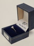 18ct white gold solitaire diamond ring with Princess cut diamond, approx 0.4 carat marked 750; maker