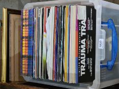 A tub of vinyl LP records, mainly house / garage music