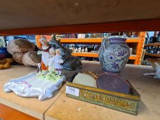 A Poole pottery vase, a Wade figure of Rhino, commemorative coins and sundry