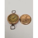 9ct gold cased watch with numbered dial, marked 375, case marked 531888, maker GS, approx 13g gross