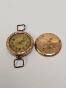 9ct gold cased watch with numbered dial, marked 375, case marked 531888, maker GS, approx 13g gross